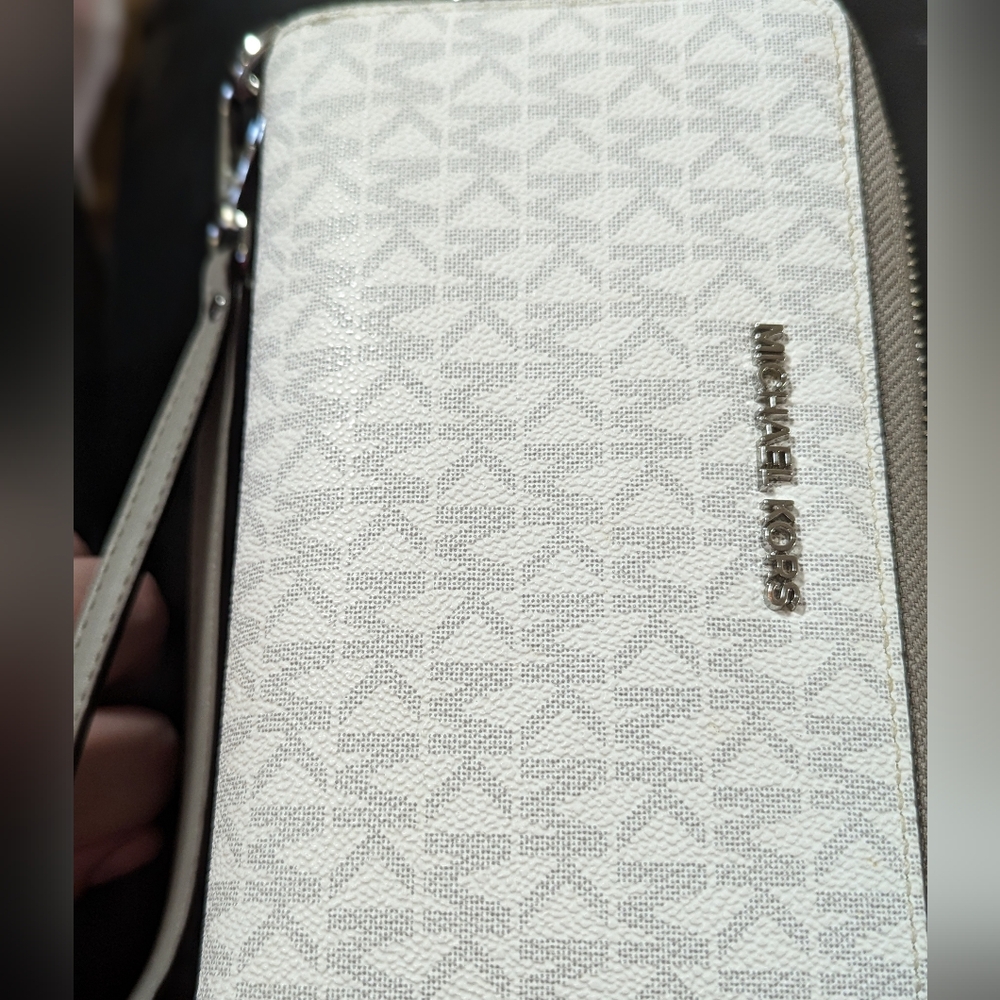 White/Grey MK Signature Wristlet